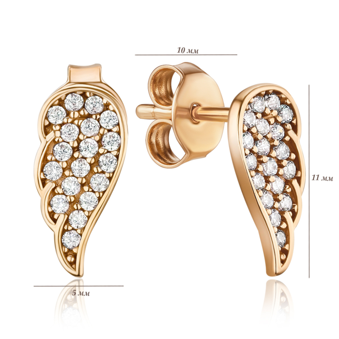 Золоті сережки-пусети з фіанітами F-2815-E/01/1