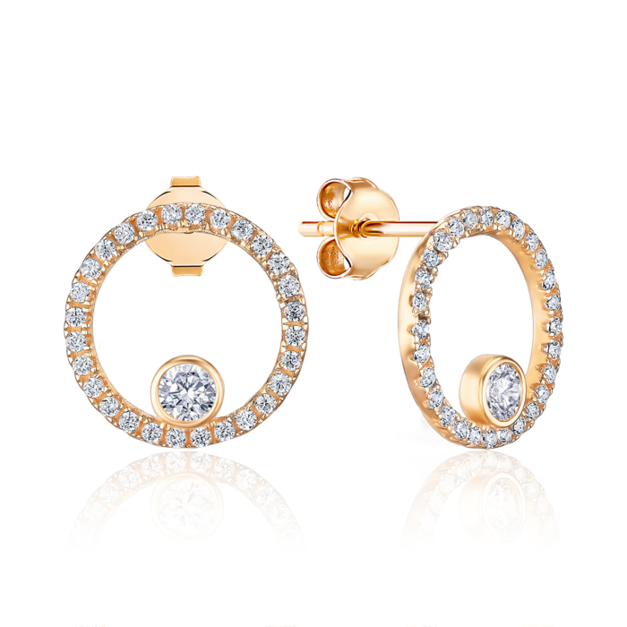 Золотые серьги с фианитами F-2816-E/01/1