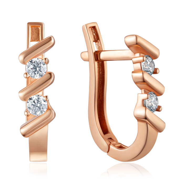 Золоті сережки з фіанітами. Артикул F-2818-E/01/1