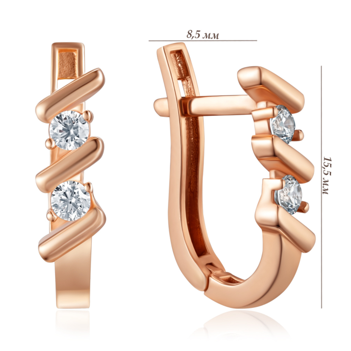 Золоті сережки з фіанітами. Артикул F-2818-E/01/1