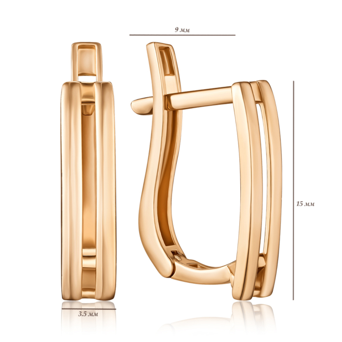Золоті сережки без вставки. Артикул F-2822-E/01