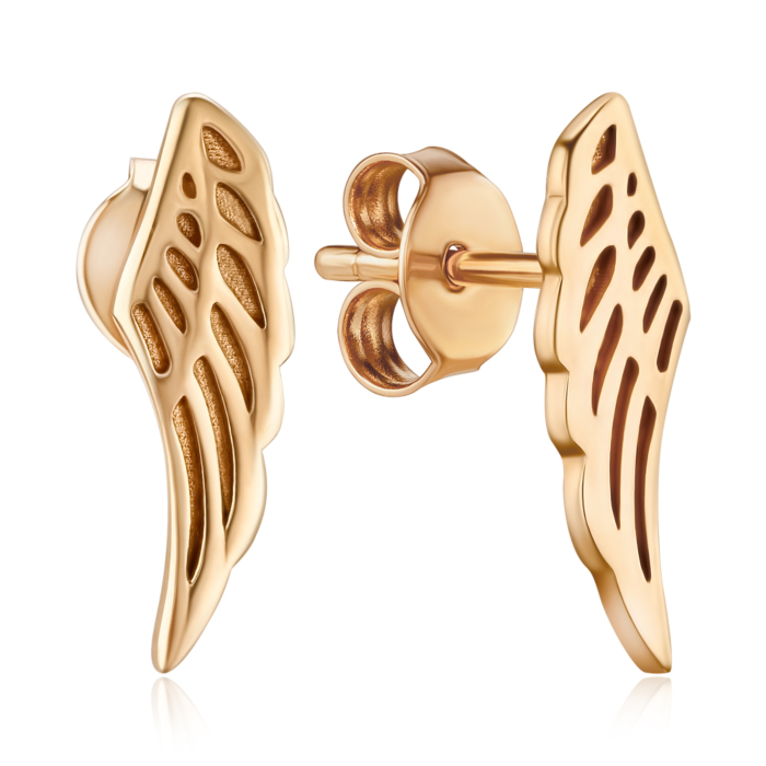 Золоті сережки-пусети "Крило" без вставки F-2830-E/01