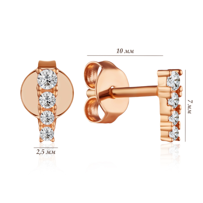 Золоті сережки з фіанітами. Артикул F-2841-E/01/1