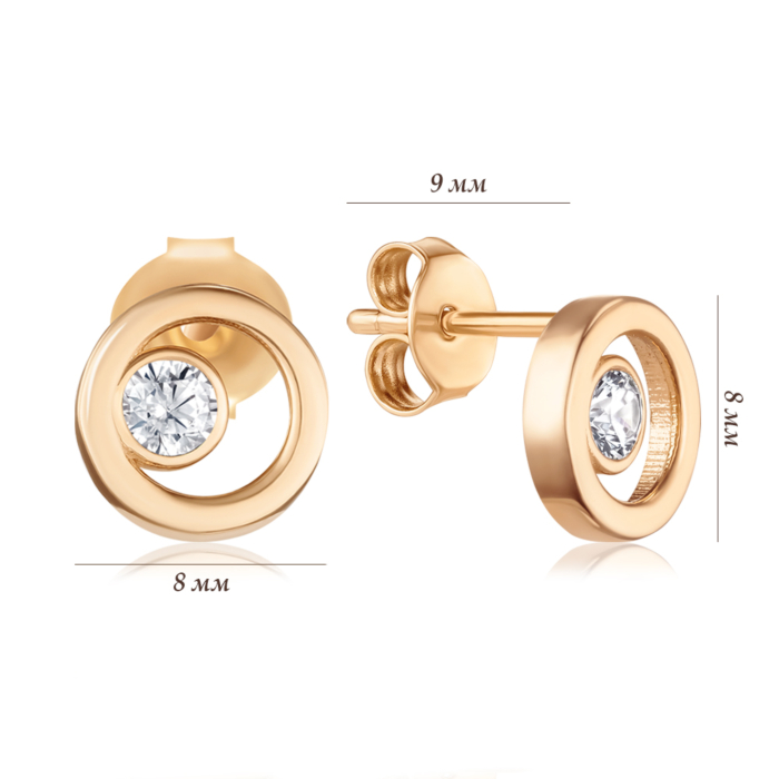 Золоті сережки з фіанітами. Артикул F-2849-E/01/1