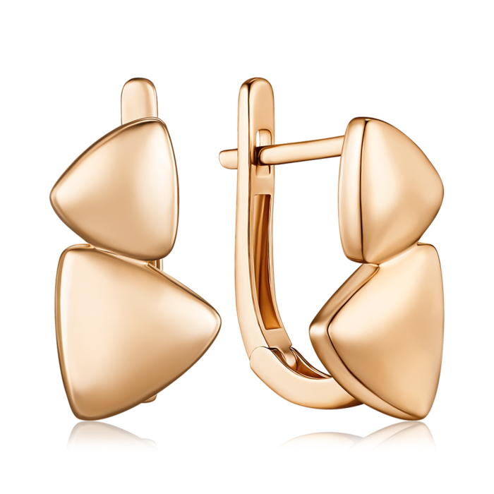 Золотые серьги без вставки. Артикул F-385-E/01