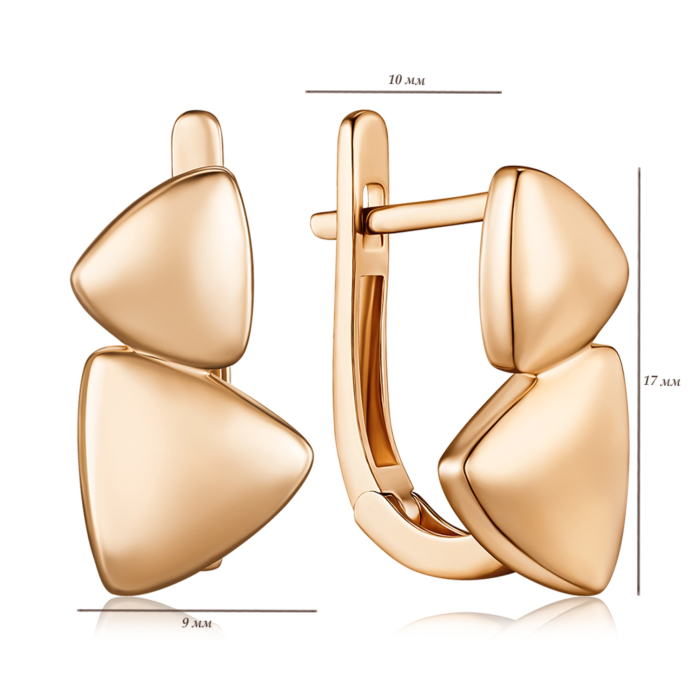 Золотые серьги без вставки. Артикул F-385-E/01