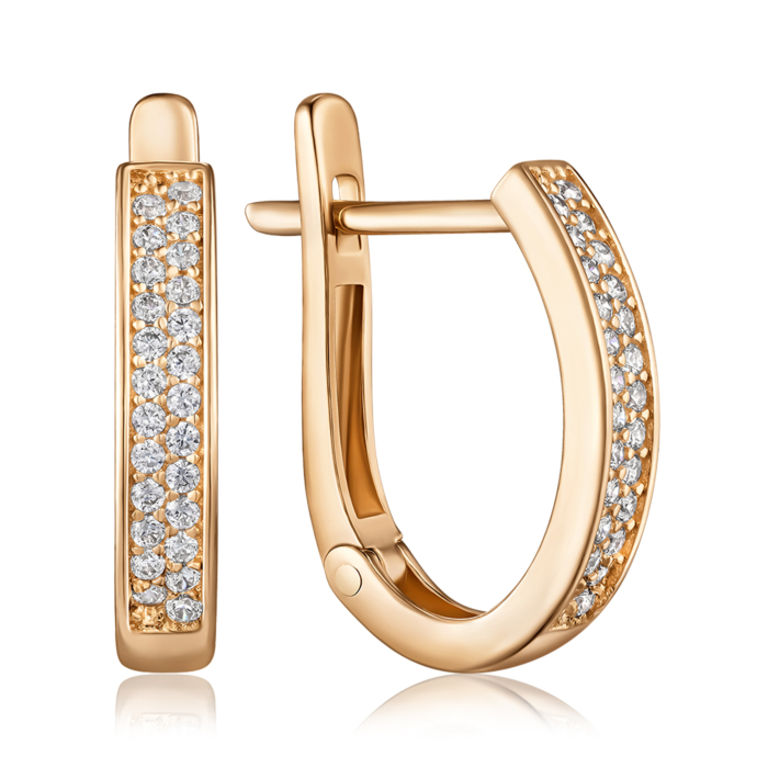 Золоті сережки з фіанітами. Артикул F-516-E/01/1