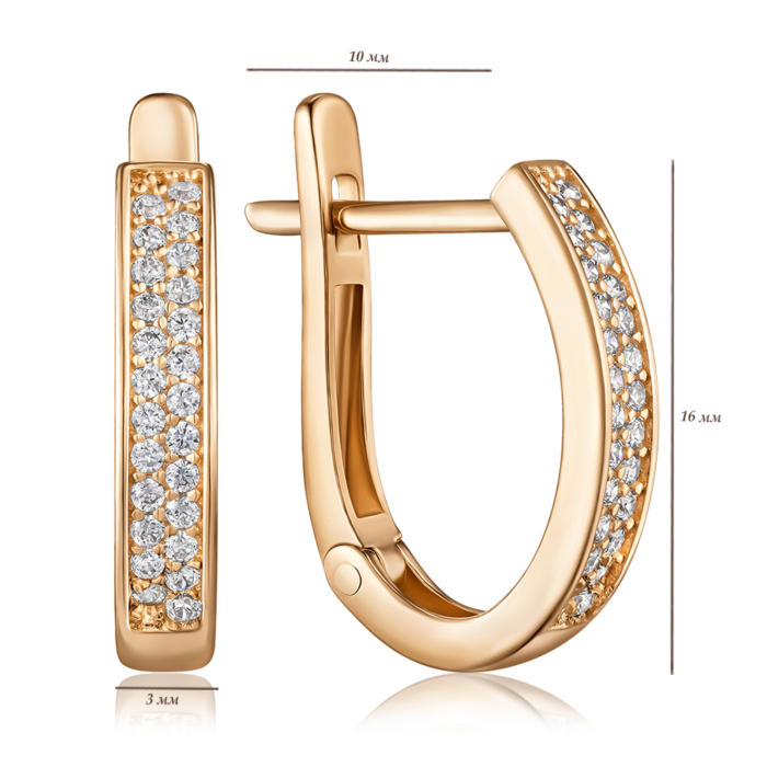 Золоті сережки з фіанітами. Артикул F-516-E/01/1