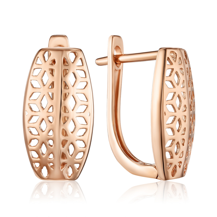 Золотые серьги без вставки. Артикул F-610-E/01