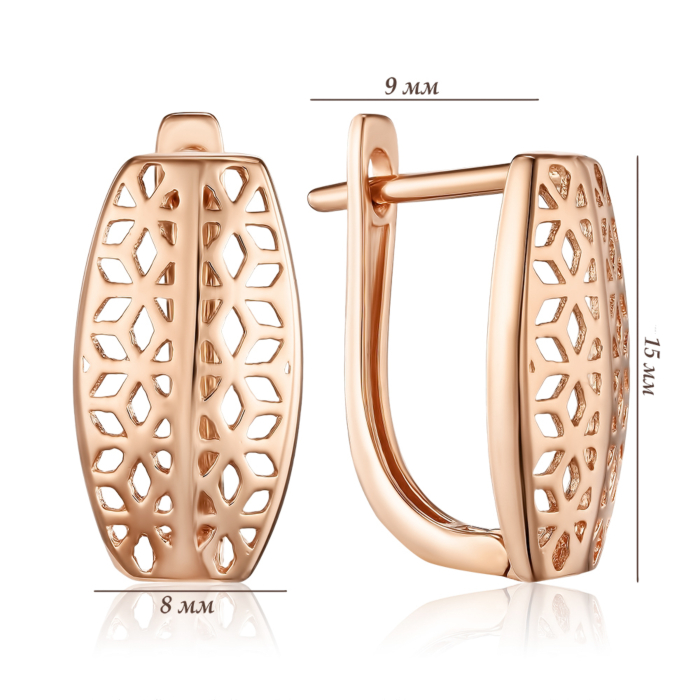 Золотые серьги без вставки. Артикул F-610-E/01