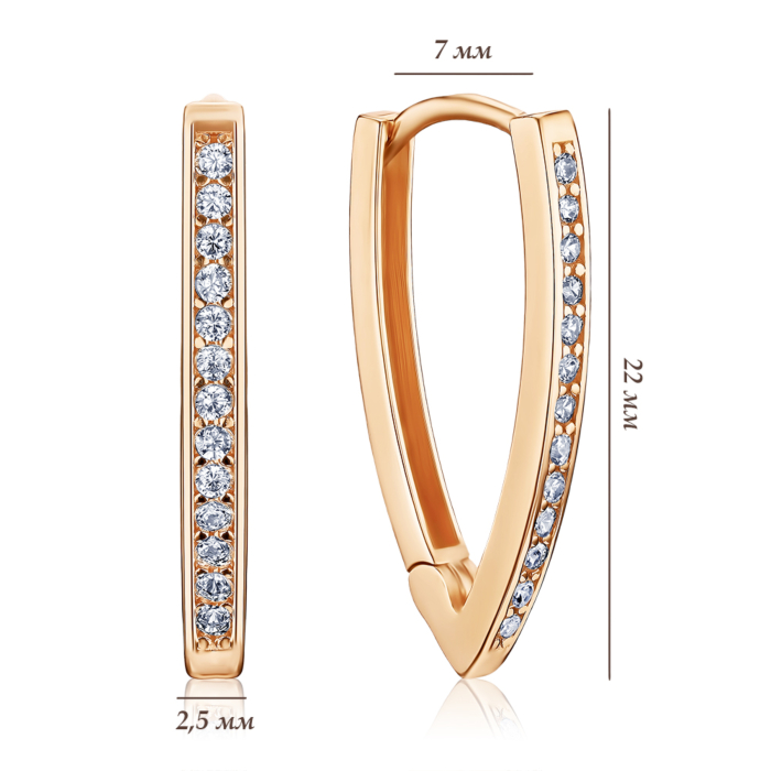 Золоті сережки з фіанітами F-652-E/01/1