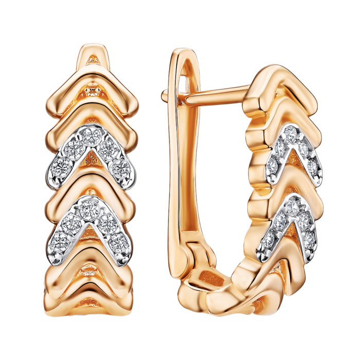 Золоті сережки з фіанітами. Артикул F-660-E/01/1