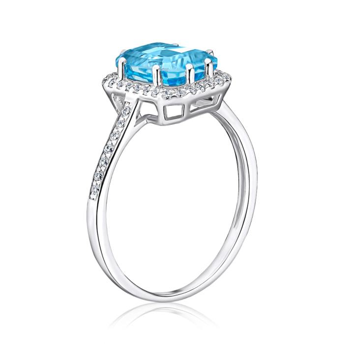 Серебряное кольцо с топазом и фианитами 00947/12/1/7581