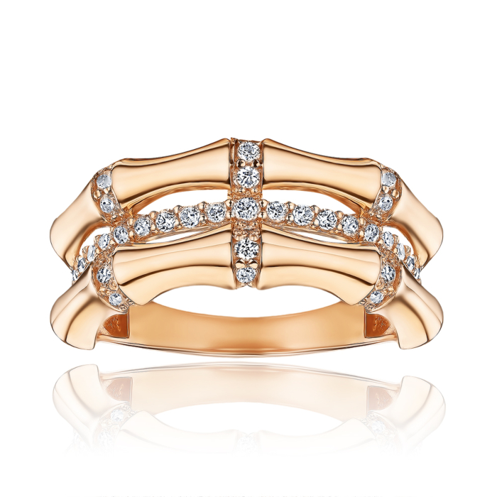 Золота каблучка з фіанітами F-809-R/01/1