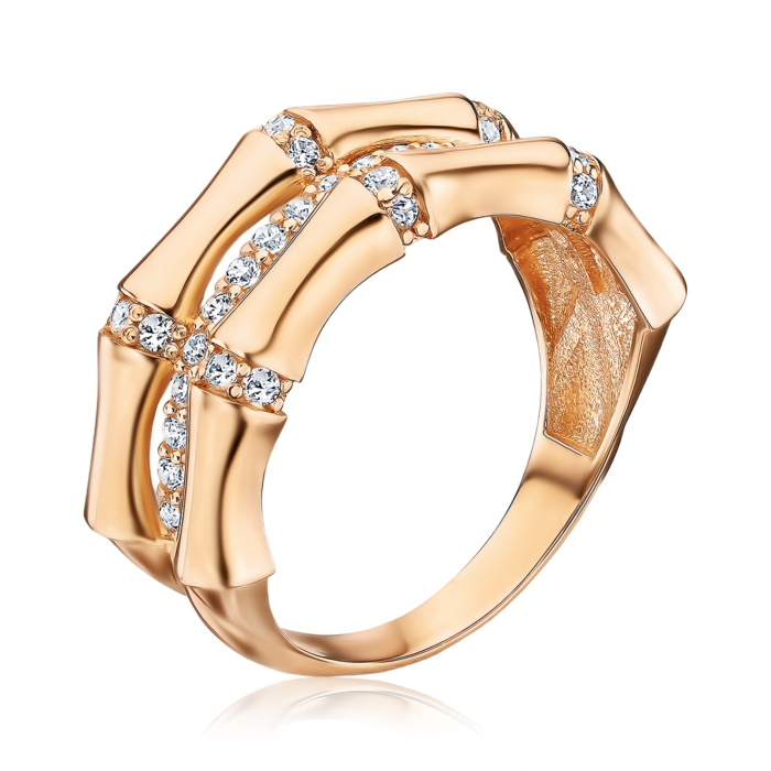 Золота каблучка з фіанітами F-809-R/01/1