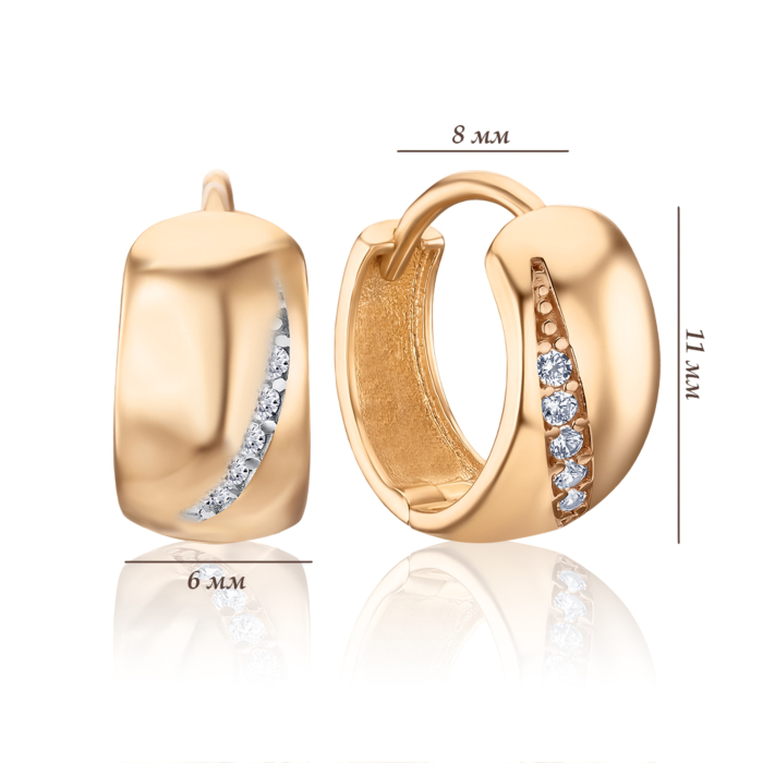 Золотые серьги-конго с фианитами F-837-E/01/1