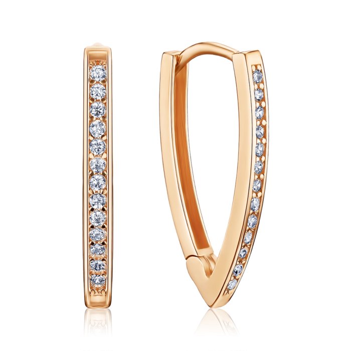 Золотые серьги-конго с фианитами F-840-E/01/1