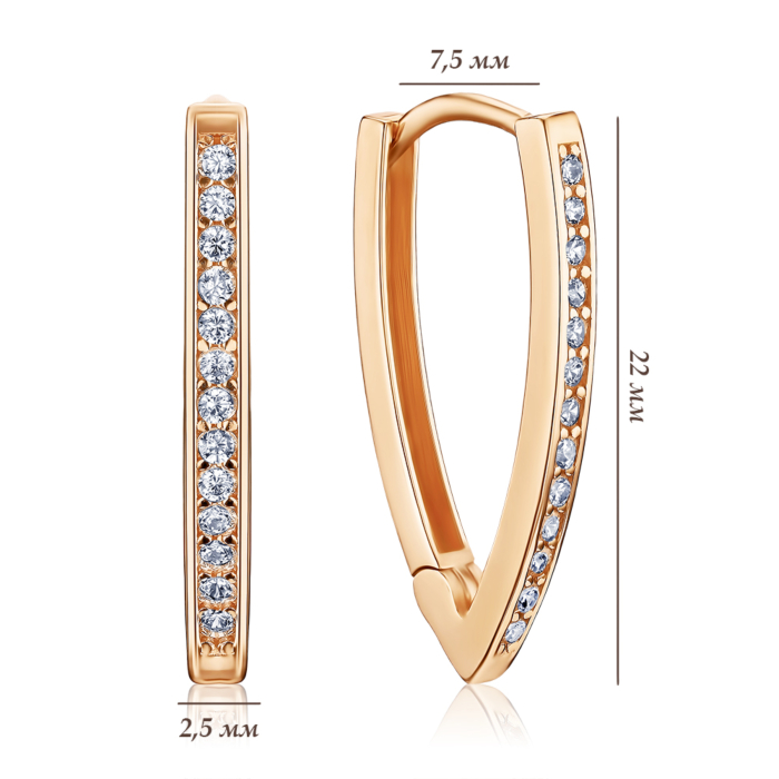 Золотые серьги-конго с фианитами F-840-E/01/1