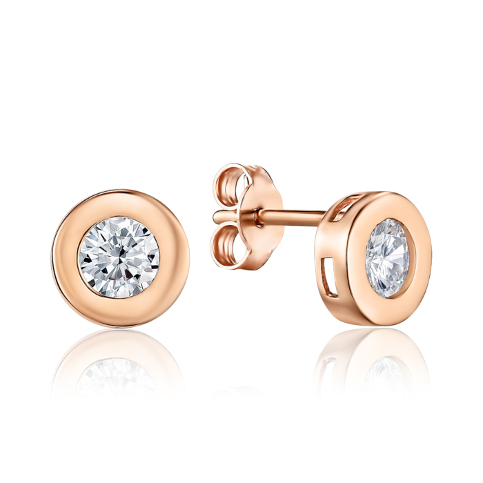 Золоті сережки з фіанітами. Артикул F-855-E/01/1