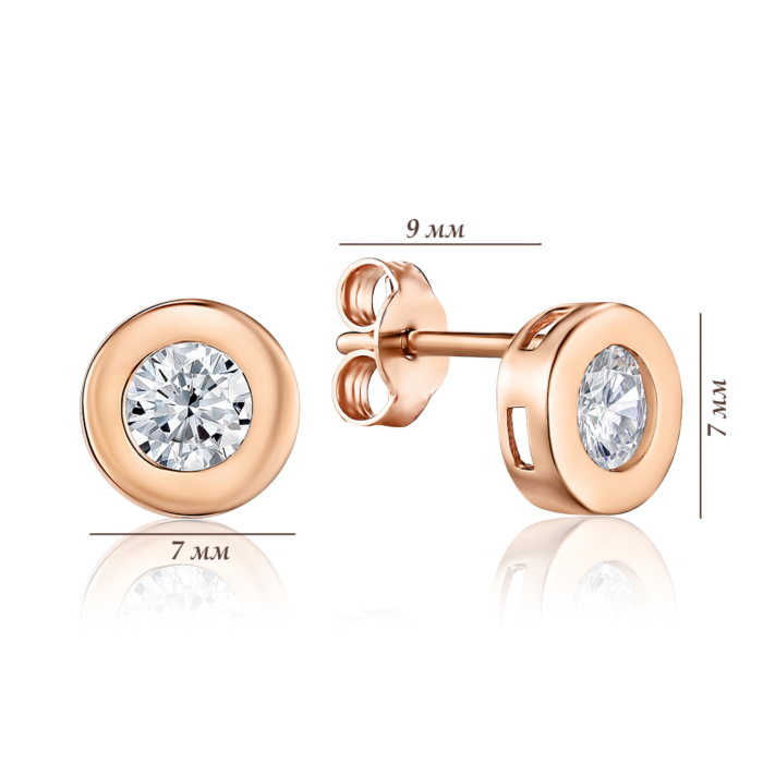 Золоті сережки з фіанітами. Артикул F-855-E/01/1