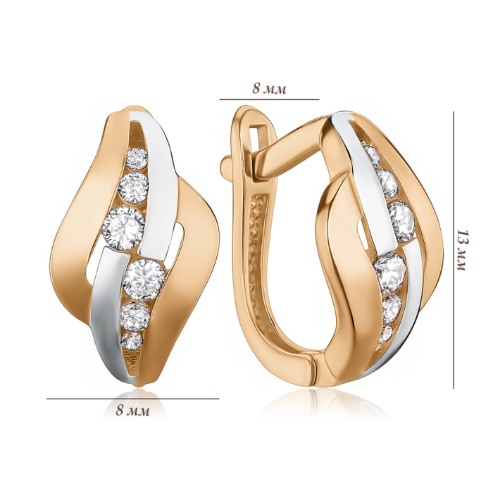 Золоті сережки з фіанітами F-864-E/01/1