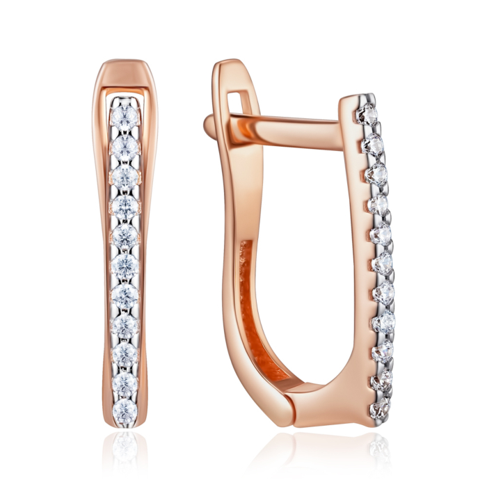 Золоті сережки з фіанітами. Артикул F-914-E/01/1