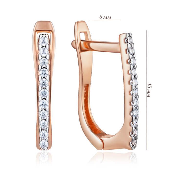 Золоті сережки з фіанітами. Артикул F-914-E/01/1