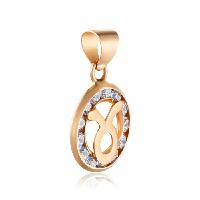 Золота підвіска з фіанітами. Артикул F-952-2-P/01/1