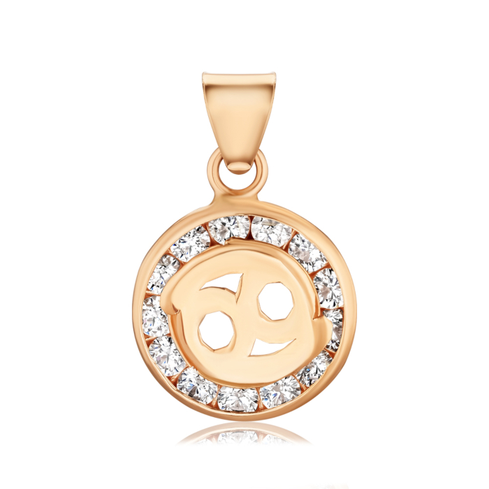 Золота підвіска-зодіак "Рак" з фіанітами F-952-4-P/01/1