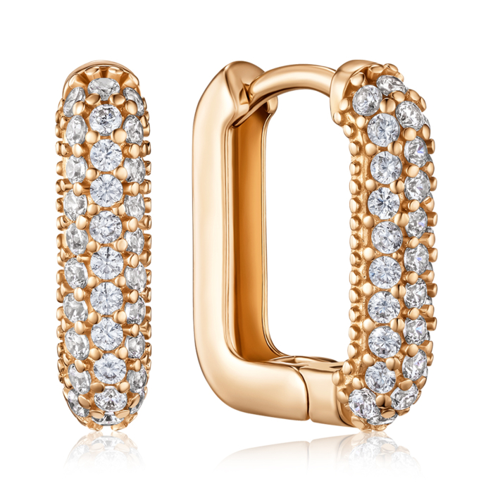 Золотые серьги-конго с фианитами. Артикул F-967-E/01/1