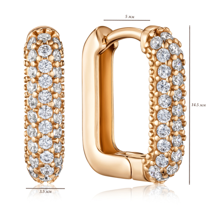 Золотые серьги-конго с фианитами. Артикул F-967-E/01/1