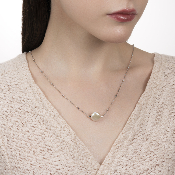 Золотое колье с жемчугом. Артикул F-K-2509-K/02/21055