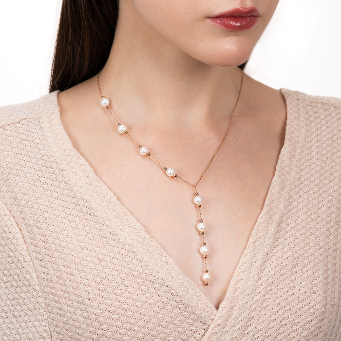 Золоте кольє з перлами. Артикул F-K-2551-K/01/21050