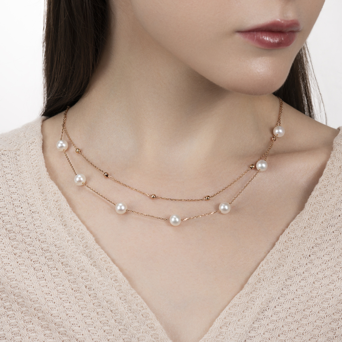 Золоте кольє з перлами. Артикул F-K-2552-K/01/21050