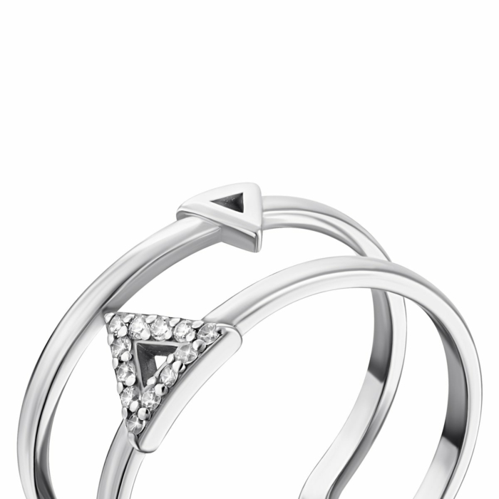 Фаланговое серебряное кольцо с фианитами. Артикул UG581696б