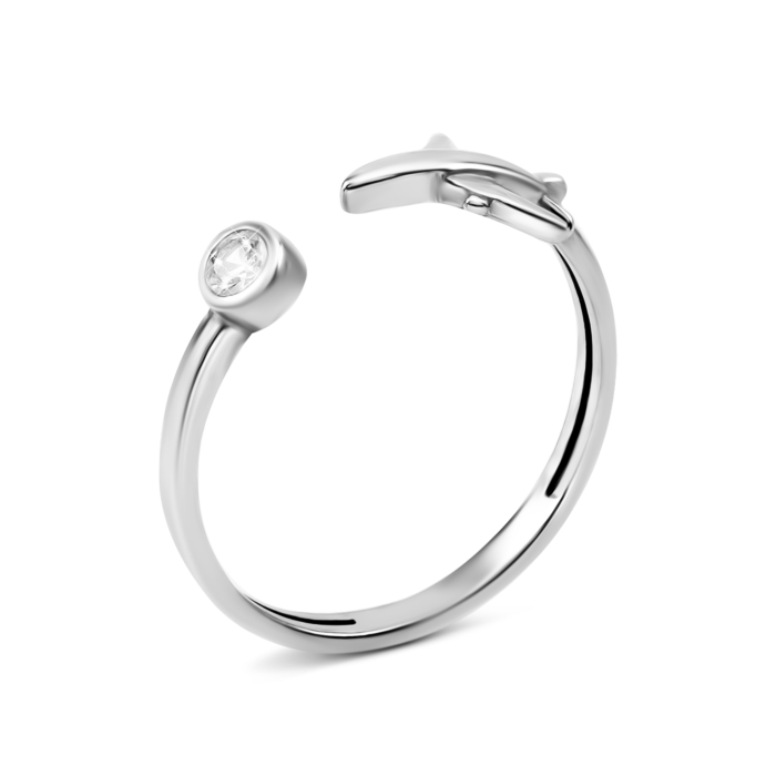 Фаланговое серебряное кольцо с фианитом. Артикул UG581142б