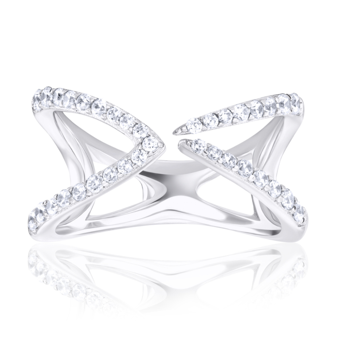 Фаланговое серебряное кольцо с фианитами. Артикул ml13266a-R/12/1