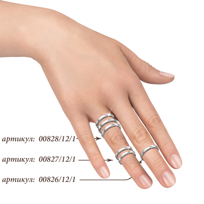 Фаланговое тройное серебряное кольцо. Артикул 00828/12/1