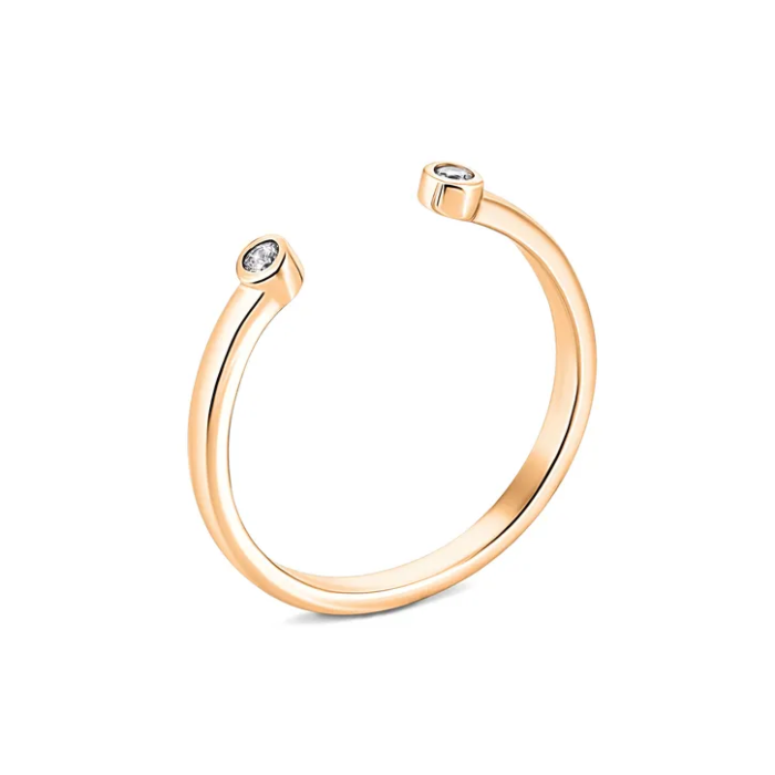 Фаланговое золотое кольцо с фианитами. Артикул UG511006