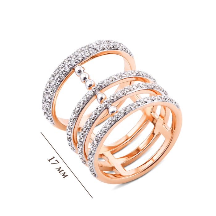 Фаланговое золотое кольцо с фианитами (13167/01/1/13)