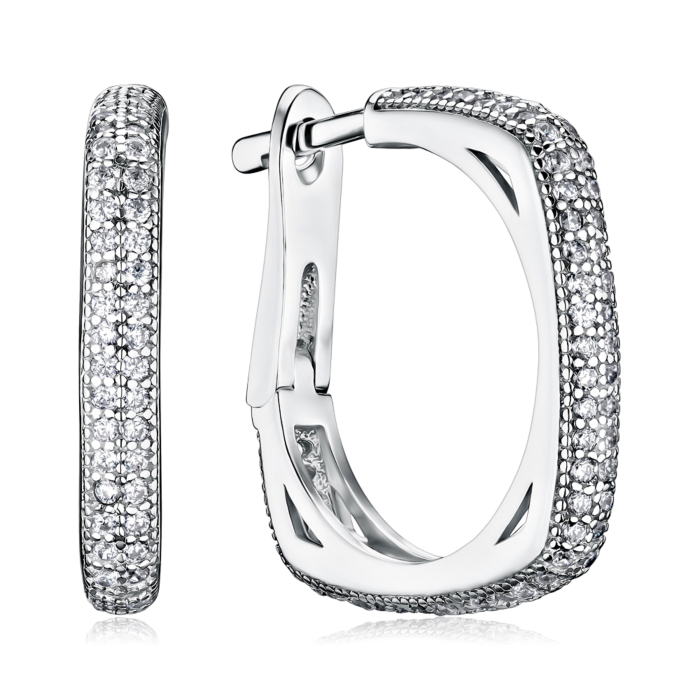 Срібні сережки з фіанітами FE10637