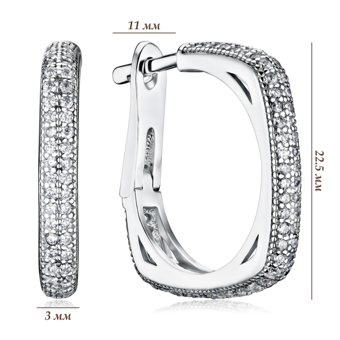 Срібні сережки з фіанітами FE10637