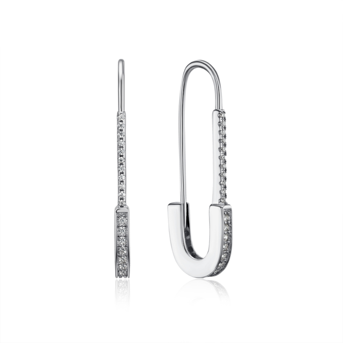 Срібні сережки з фіанітами. Артикул FE12505