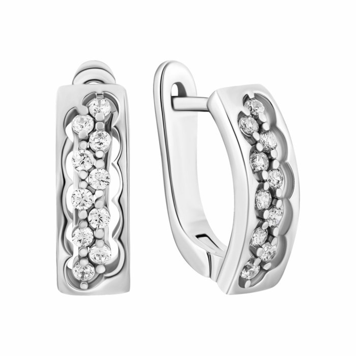 Срібні сережки з фіанітами. Артикул UG5FE19395