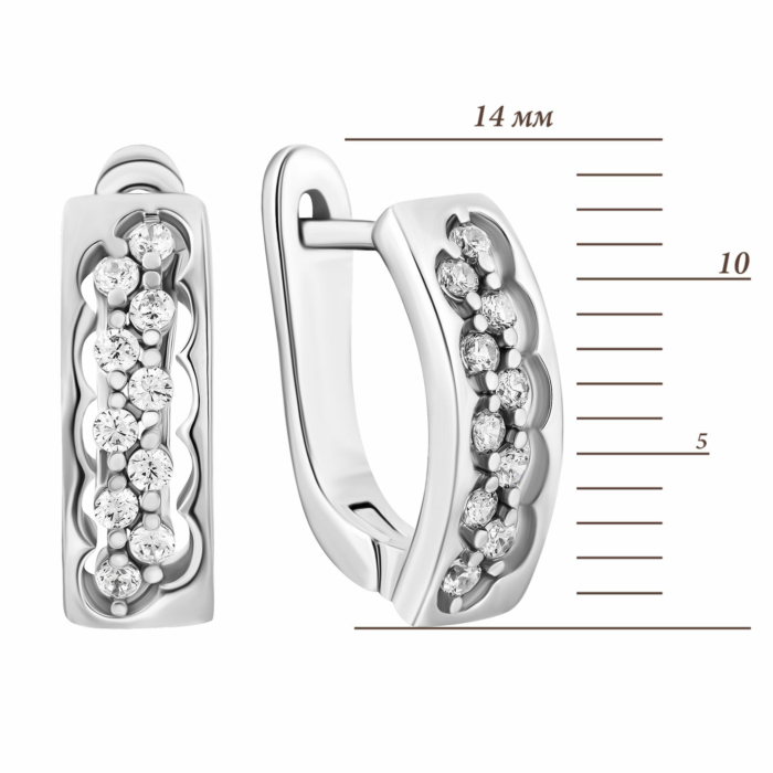 Срібні сережки з фіанітами. Артикул UG5FE19395