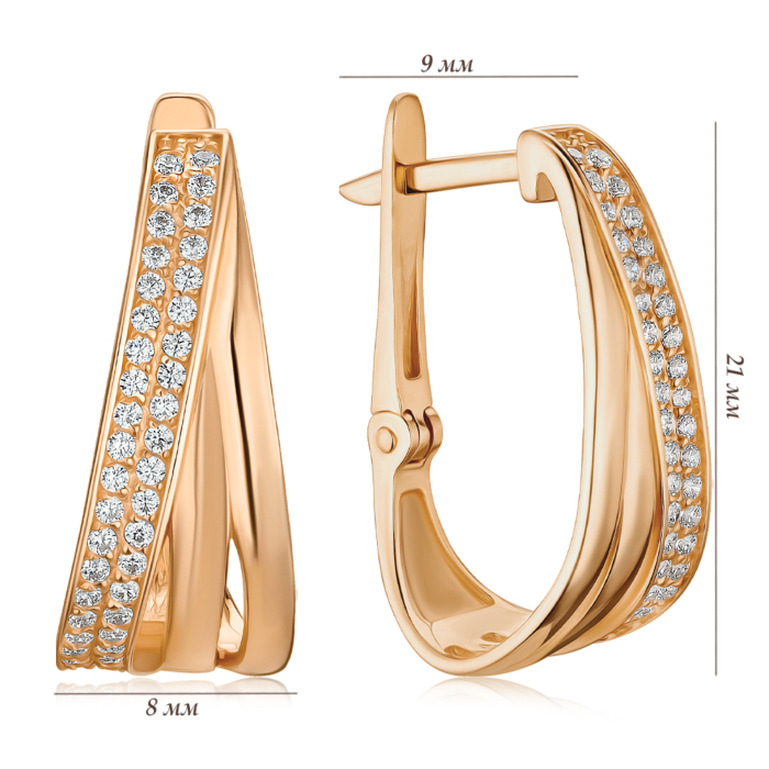 Золоті сережки з фіанітами S210061-E/01/1