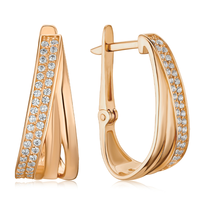 Золоті сережки з фіанітами S210061-E/01/1