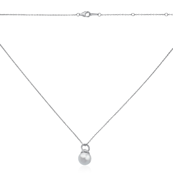 Серебряное колье с жемчугом. Артикул FZ190008-S-S-WH-K/12/4992