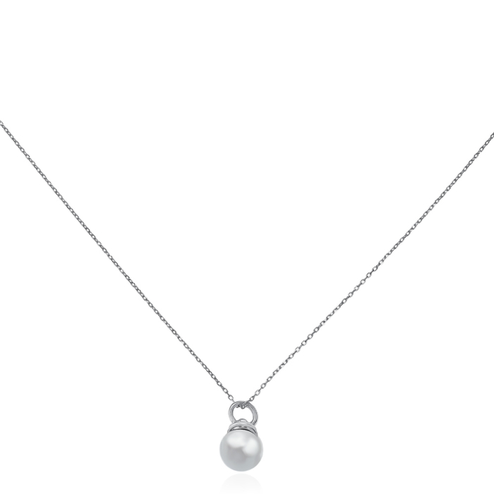 Серебряное колье с жемчугом. Артикул FZ190008-S-S-WH-K/12/4992