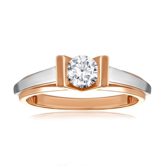 Золотое кольцо с фианитом. Артикул G-1012-R/14/1